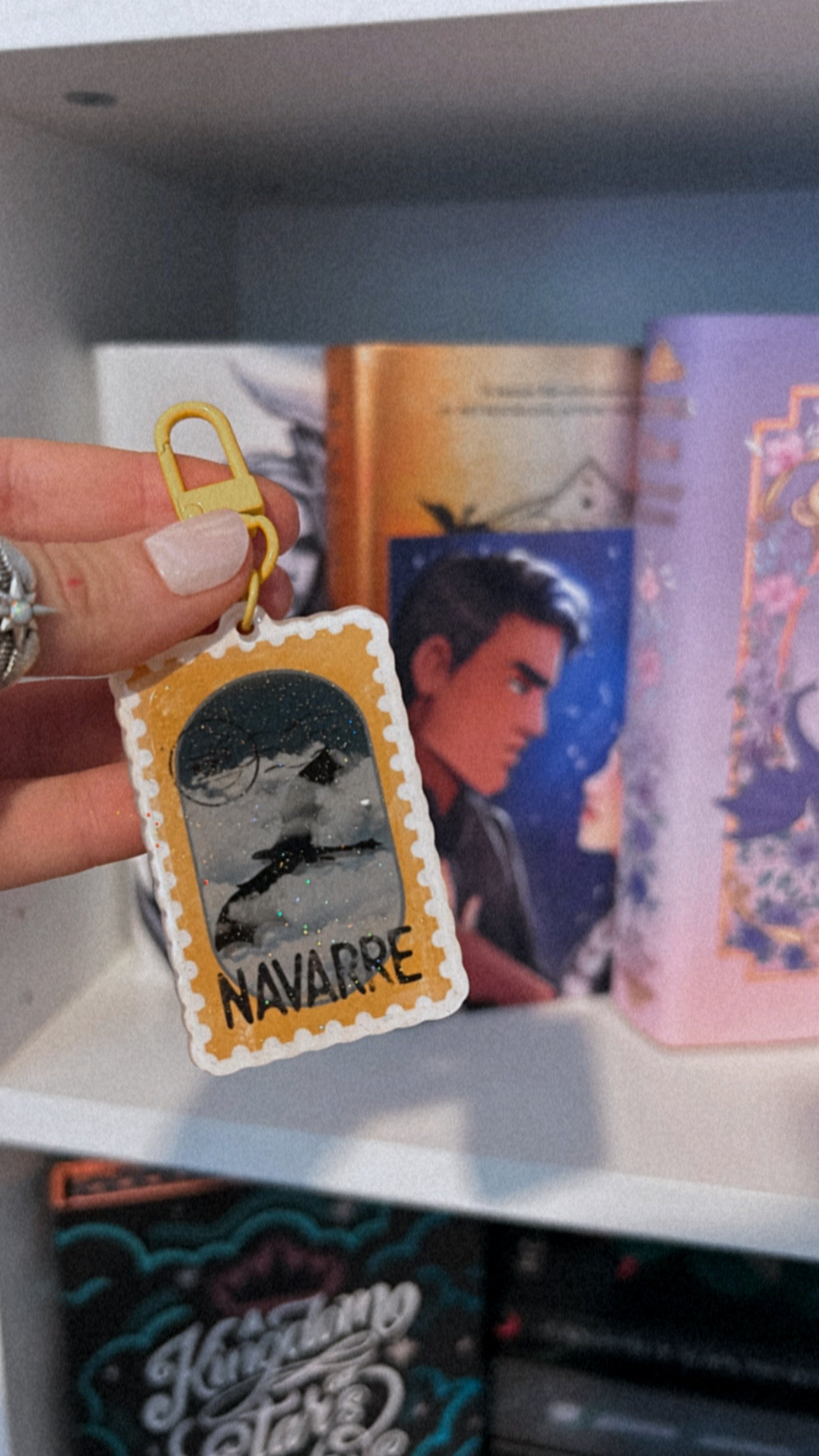 Fourth Wing Book Stamp Keychain