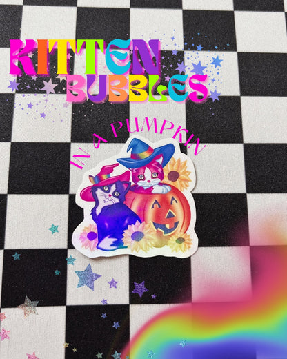 Kitten Bubbles in a Pumpkin